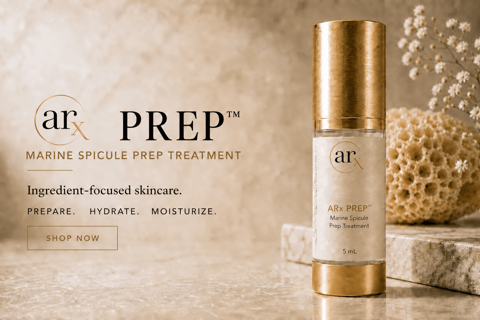ARx PREP Marine Spicule Prep Treatment in champagne-gold packaging