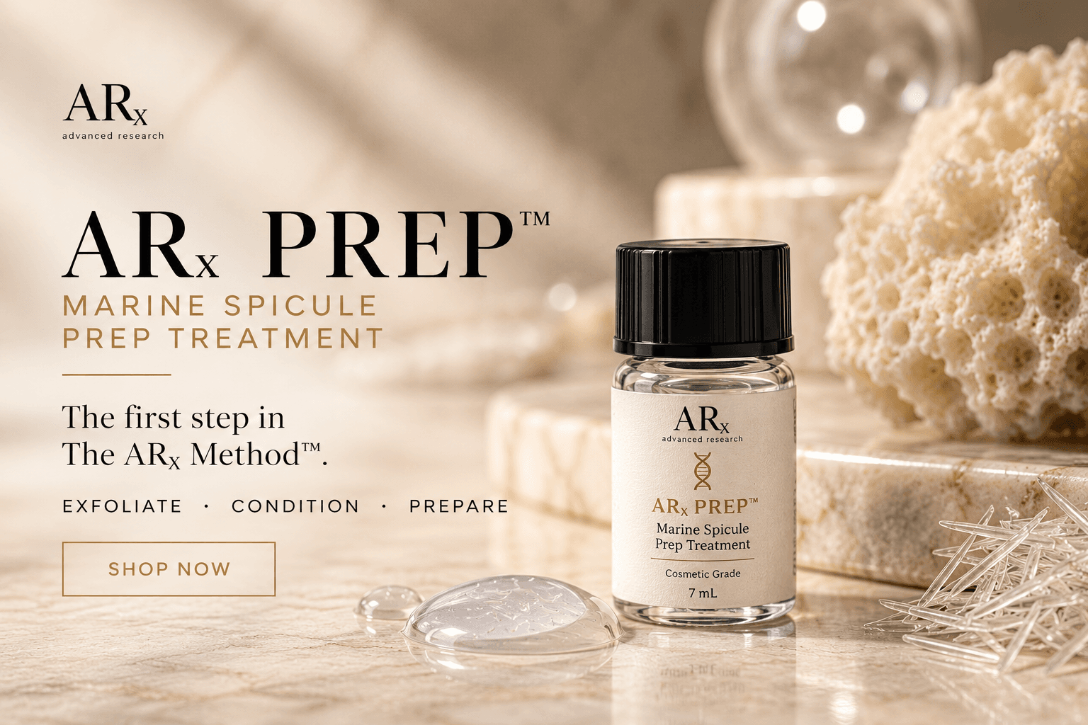 ARx PREP Marine Spicule Prep Treatment in champagne-gold packaging